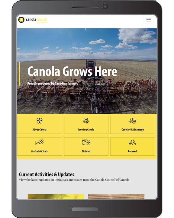 canolacouncil.org homepage - mobile